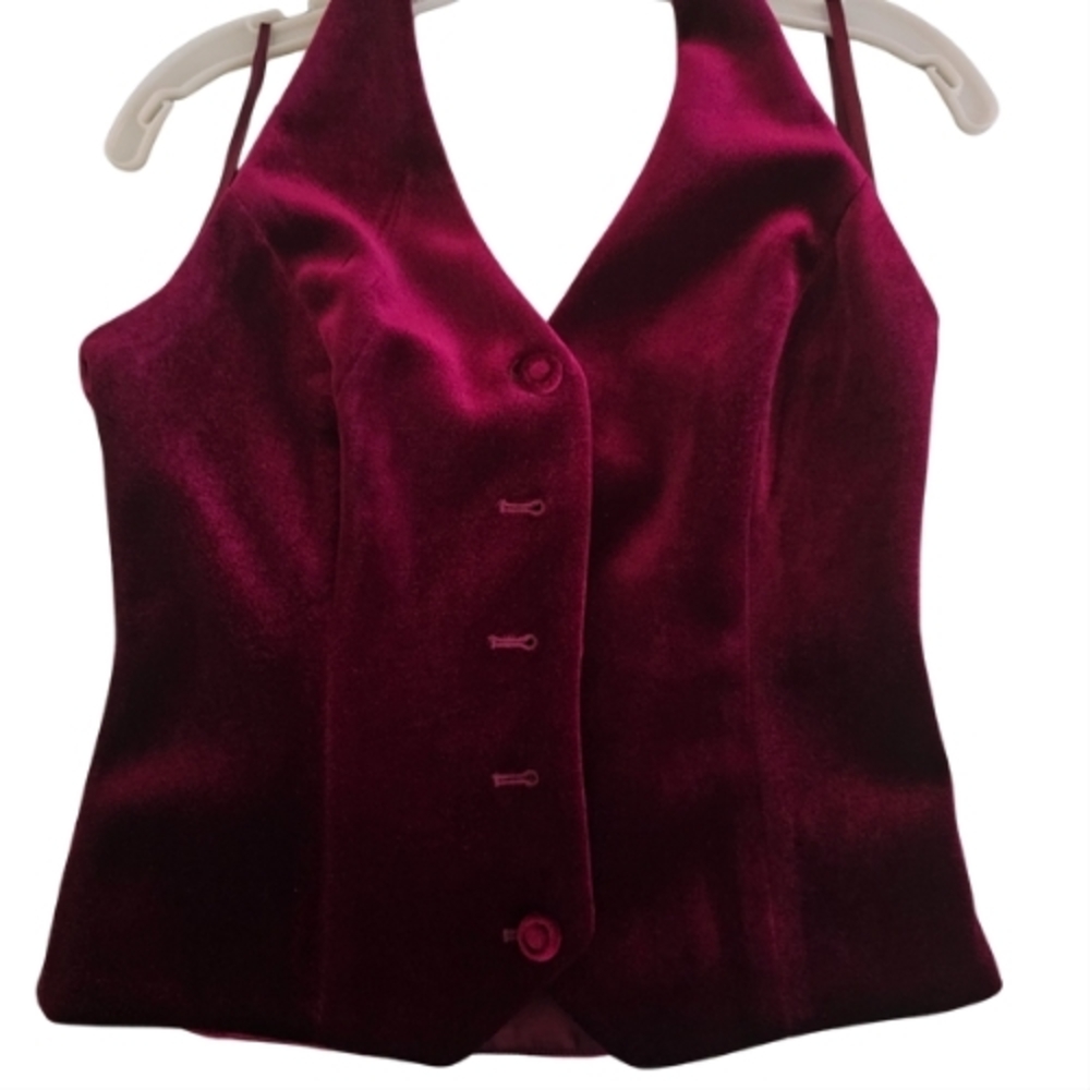 White House Black Market Velvet Burgundy Halter